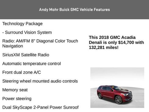 Used 2018 GMC Acadia Denali w/ Technology Package FWD image 12