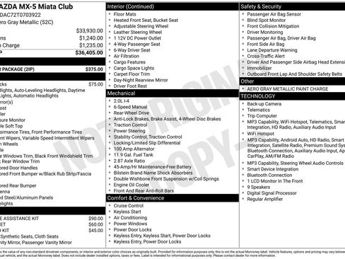 New 2026 MAZDA MX-5 Miata Club w/ Interior Package RWD image 22