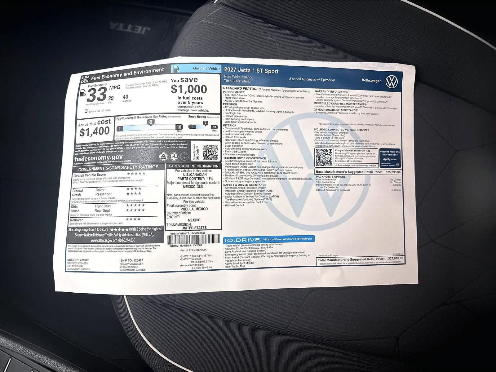New 2027 Volkswagen Jetta Sport FWD image 13