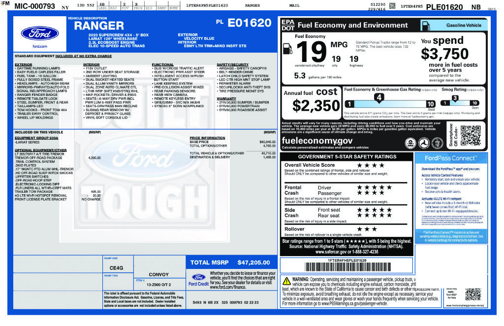 Used 2023 Ford Ranger Lariat w/ Tremor Off-Road Package AWD/4WD image 2
