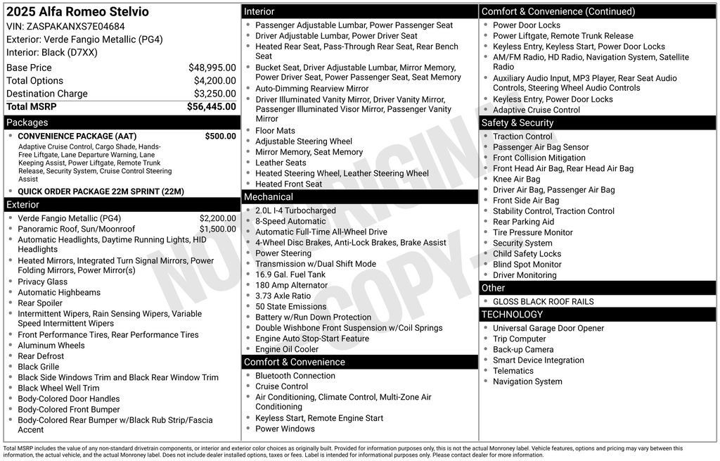 New 2025 Alfa Romeo Stelvio Sprint w/ Convenience Package AWD/4WD image 6