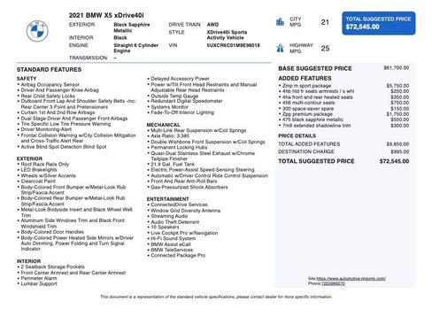 Used 2021 BMW X5 xDrive40i w/ M Sport Package image 2