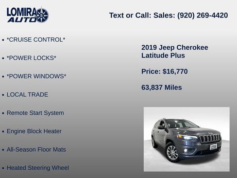 Used 2019 Jeep Cherokee Latitude Plus w/ Cold Weather Group AWD/4WD image 14