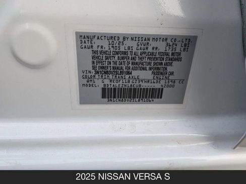 Certified 2025 Nissan Versa S w/ Trunk Package FWD image 24