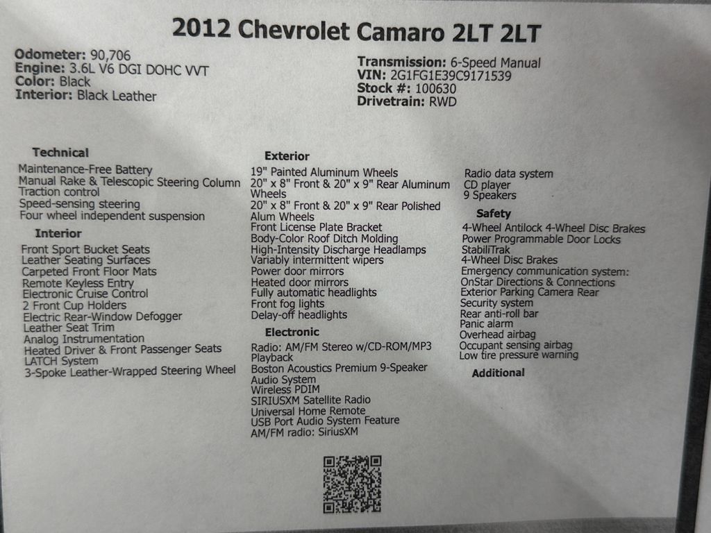 Used 2012 Chevrolet Camaro LT w/ RS Package RWD image 45