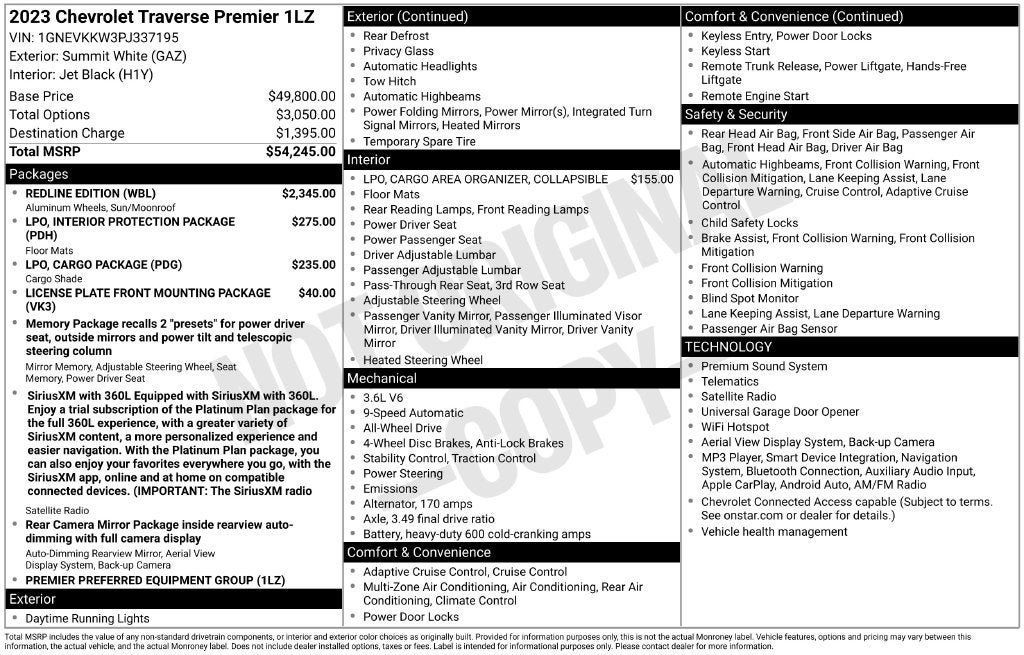 Certified 2023 Chevrolet Traverse Premier w/ Redline Edition AWD/4WD image 3