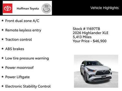 Certified 2026 Toyota Highlander XLE AWD/4WD image 8
