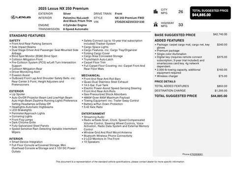Used 2025 Lexus NX 250 FWD w/ Accessory Package (Z1) image 4