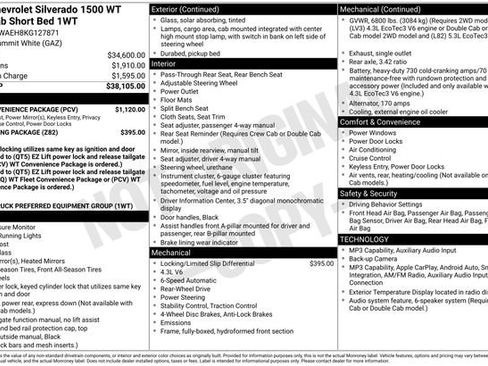 Used 2019 Chevrolet Silverado 1500 W/T w/ WT Convenience Package RWD image 19