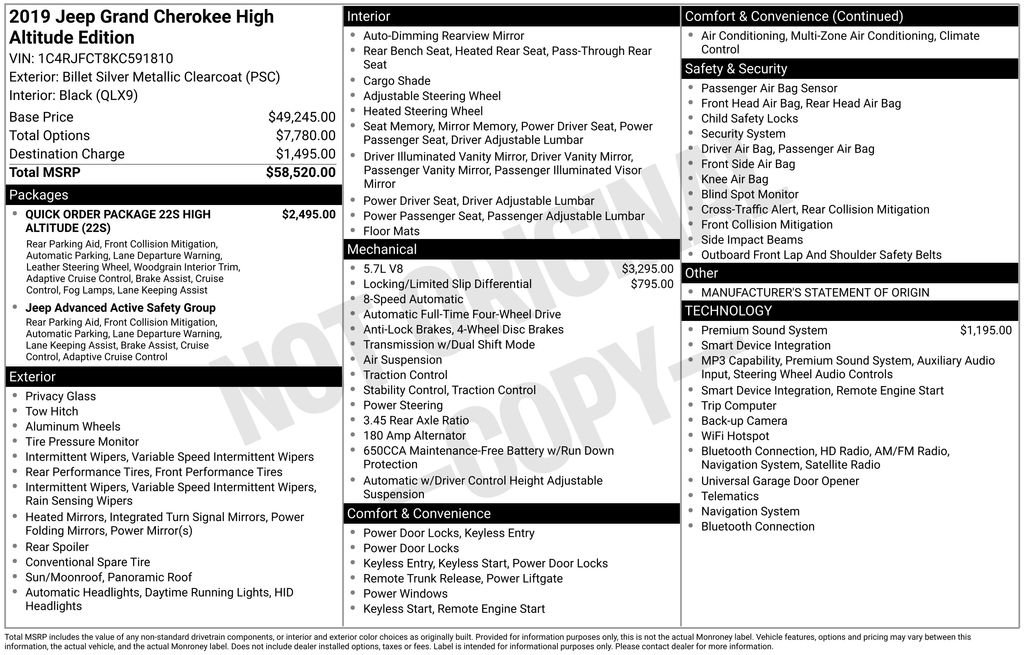 Certified 2019 Jeep Grand Cherokee High Altitude AWD/4WD image 3