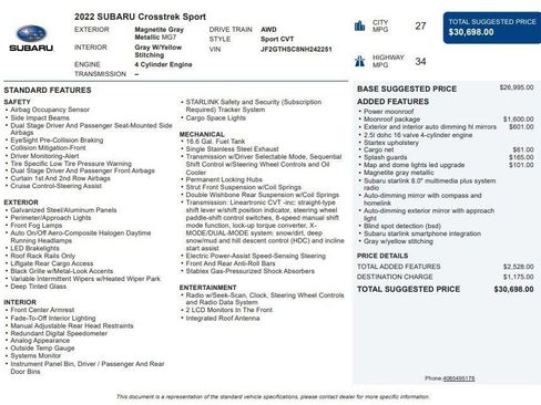 Used 2022 Subaru Crosstrek 2.5i Sport w/ Moonroof Package image 40