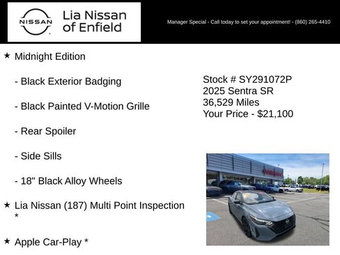 Certified 2025 Nissan Sentra SR w/ Midnight Edition FWD image 5