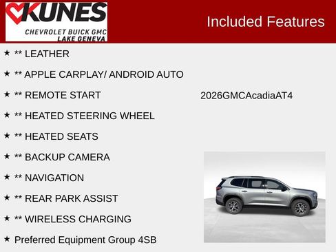 New 2026 GMC Acadia AT4 w/ LPO, Floor Liner Package image 2