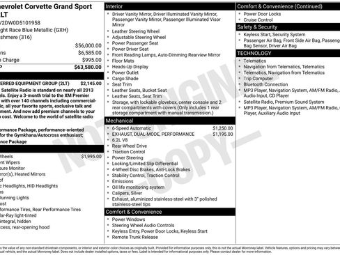 Used 2013 Chevrolet Corvette Grand Sport w/ 2LT Preferred Equipment Group RWD image 9