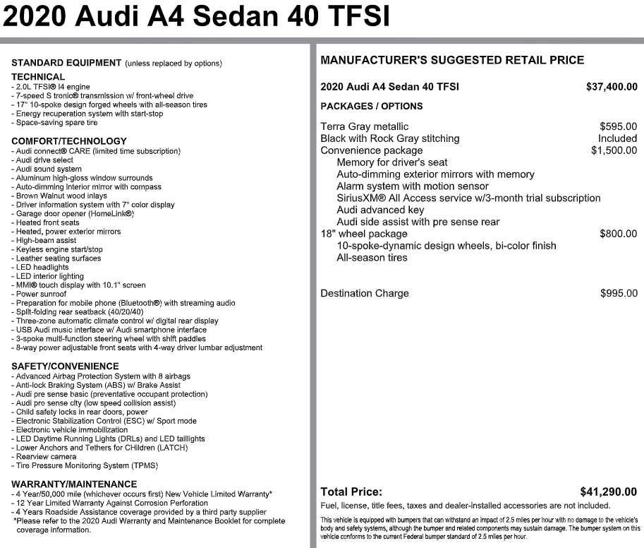 Used 2020 Audi A4 2.0T Premium FWD image 3
