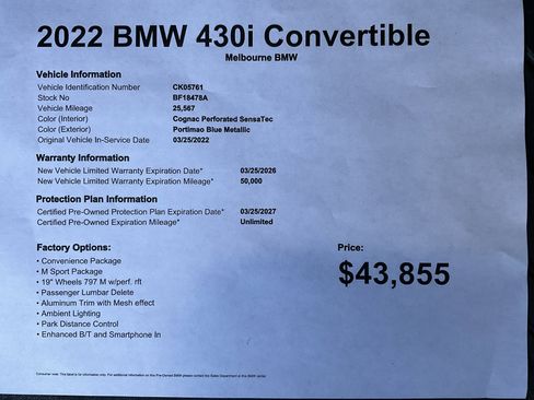 Certified 2022 BMW 430i Convertible w/ M Sport Package image 34