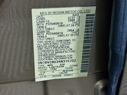 Used 2004 Nissan Quest SL w/ (HTD) 3.5 SL Upgrade Pkg image 12