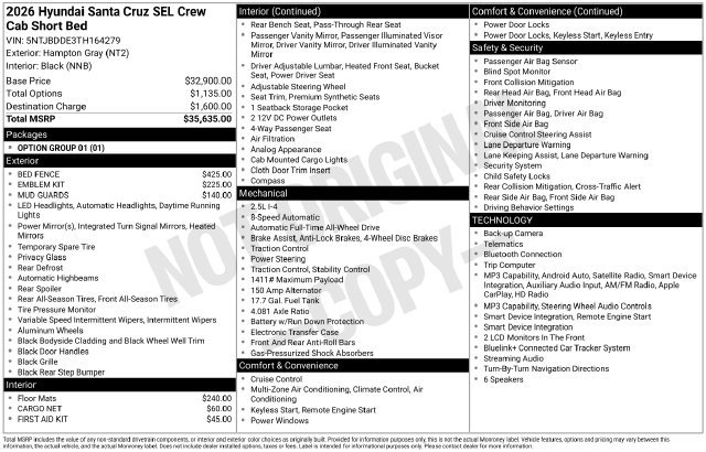 Certified 2026 Hyundai Santa Cruz SEL AWD/4WD image 33