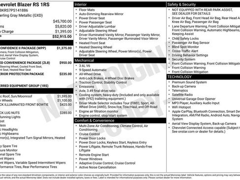 Certified 2023 Chevrolet Blazer RS w/ Driver Confidence II Package AWD/4WD image 7