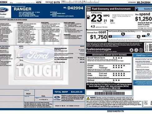 Used 2021 Ford Ranger XLT w/ Equipment Group 301A Mid RWD image 28