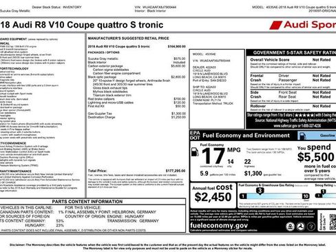 Used 2018 Audi R8 V10 w/ Carbon Exterior Package image 2