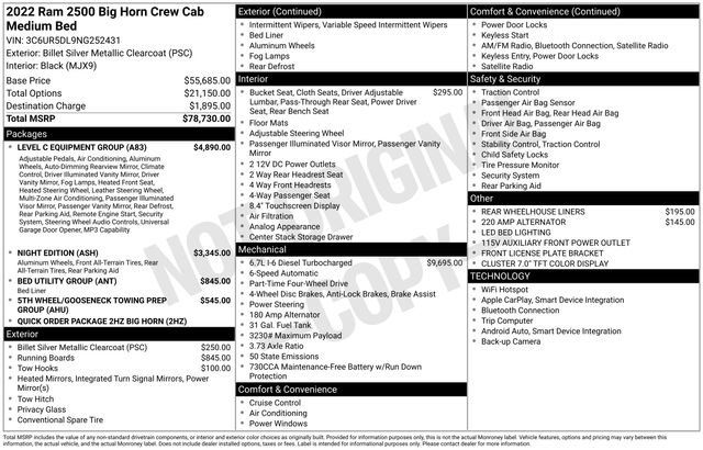 Used 2022 RAM 2500 Big Horn w/ Level C Equiment Group AWD/4WD image 6
