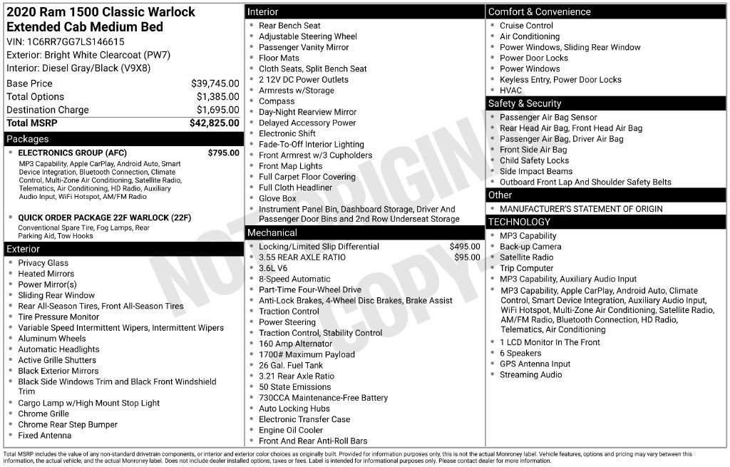 Used 2020 RAM 1500 Warlock w/ Electronics Group AWD/4WD image 6