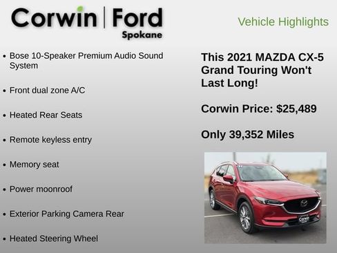 Used 2021 MAZDA CX-5 Grand Touring w/ GT Premium Package AWD/4WD image 12