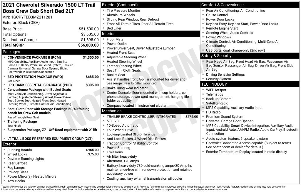 Used 2021 Chevrolet Silverado 1500 LT Trail Boss w/ Convenience Package II AWD/4WD image 7