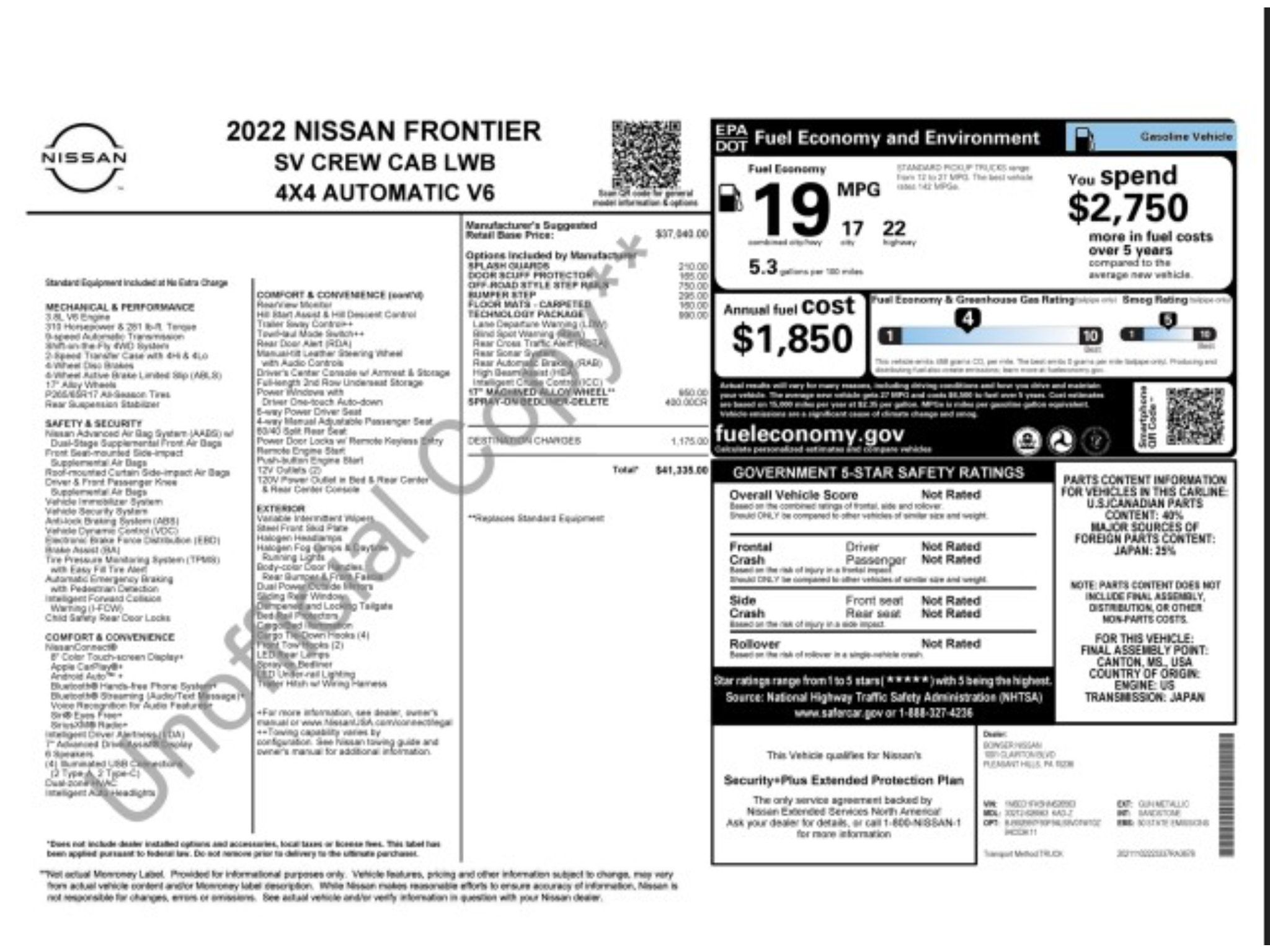 Used 2022 Nissan Frontier SV w/ Technology Package AWD/4WD image 9