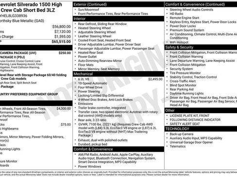 Used 2020 Chevrolet Silverado 1500 High Country w/ Trailer Camera Package AWD/4WD image 15