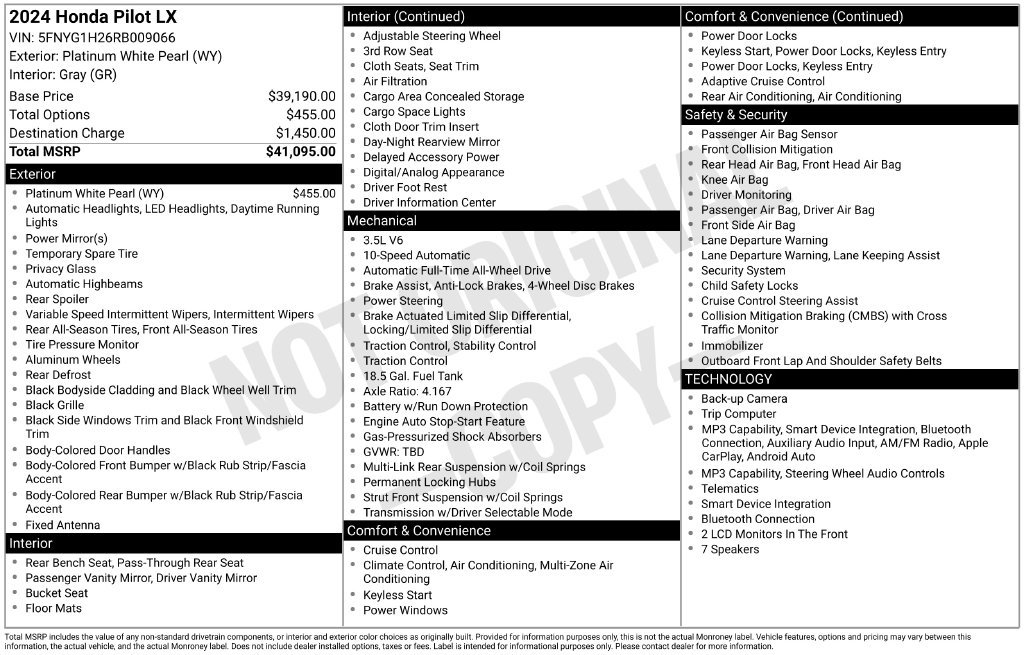Certified 2024 Honda Pilot LX image 37