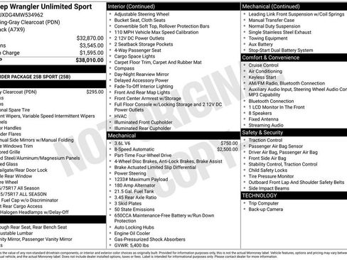Used 2021 Jeep Wrangler Unlimited Sport AWD/4WD image 2