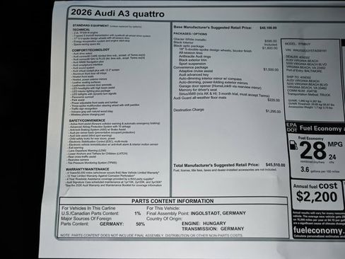 New 2026 Audi A3 2.0T Premium image 40