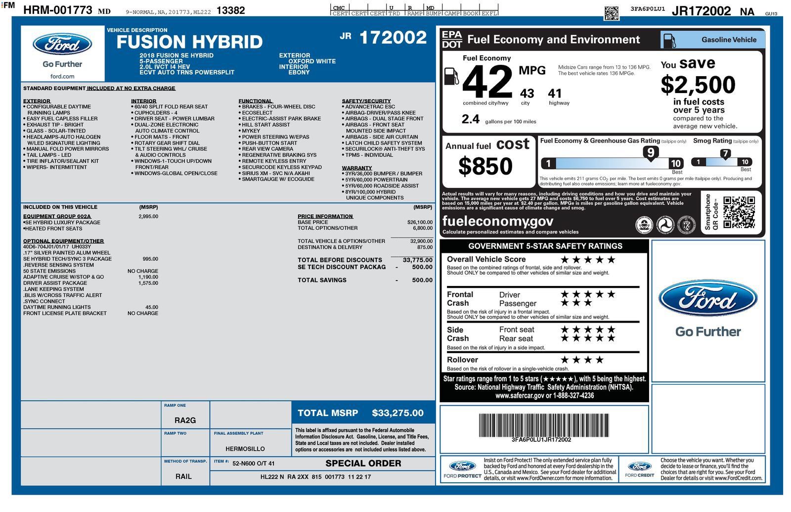 Used 2018 Ford Fusion SE w/ Equipment Group 602A FWD image 4