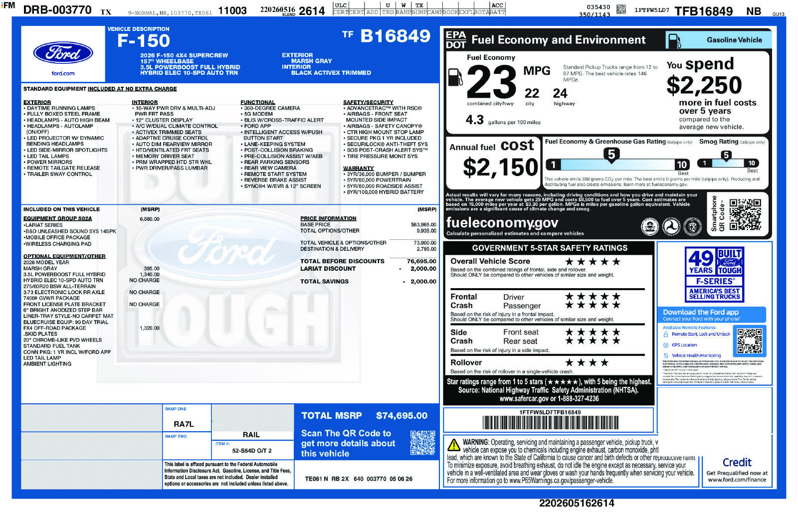 New 2026 Ford F150 Lariat w/ Equipment Group 502A High AWD/4WD image 30