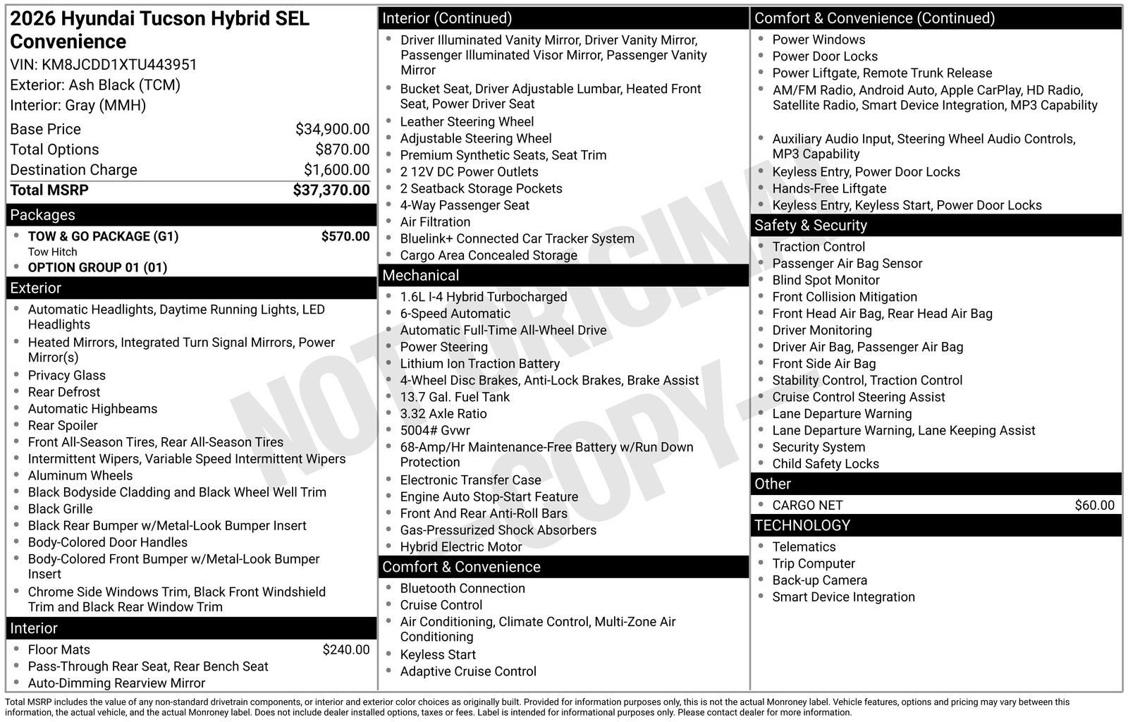 New 2026 Hyundai Tucson SEL w/ Tow & Go Package AWD/4WD image 20