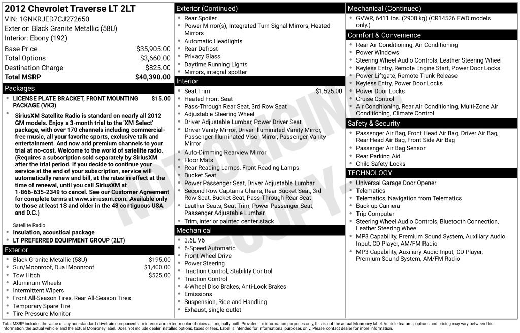 Certified 2012 Chevrolet Traverse LT FWD image 5