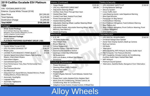Used 2019 Cadillac Escalade ESV Platinum RWD image 3