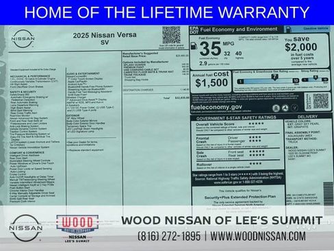 New 2025 Nissan Versa SV w/ Trunk Package image 9