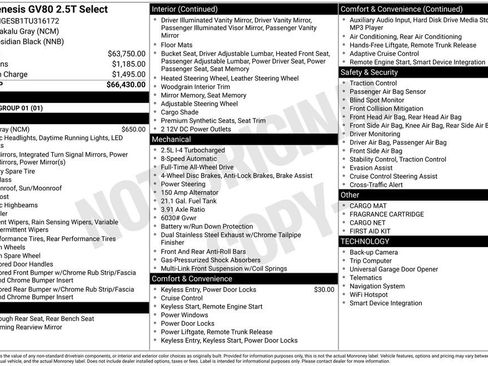 New 2026 Genesis GV80 2.5T Select AWD/4WD image 2