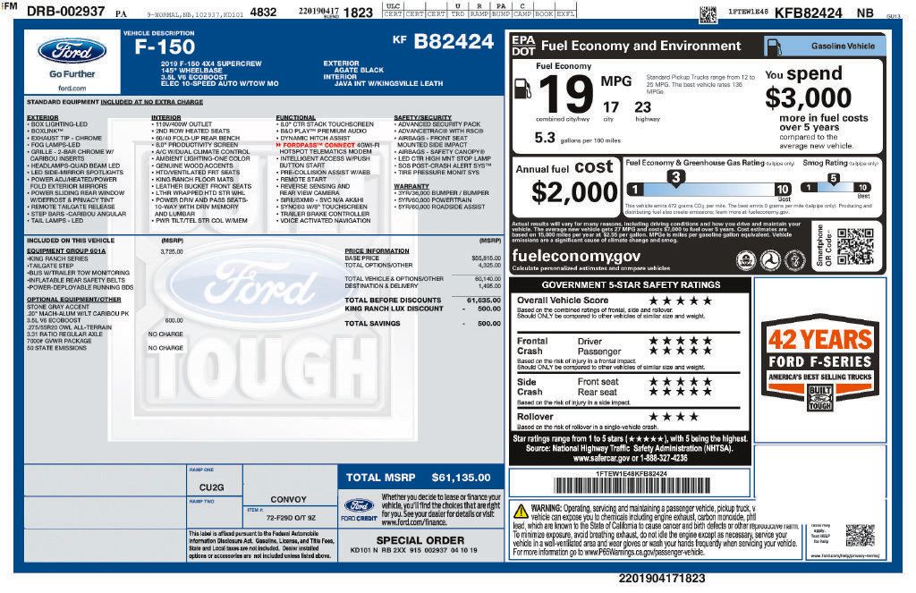 Used 2019 Ford F150 King Ranch w/ Equipment Group 601A Luxury AWD/4WD image 22