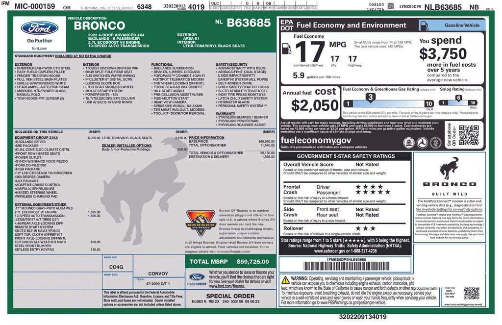 Certified 2022 Ford Bronco Badlands AWD/4WD image 37