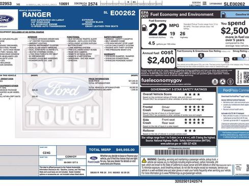 Used 2025 Ford Ranger Lariat w/ Black Appearance Package AWD/4WD image 33