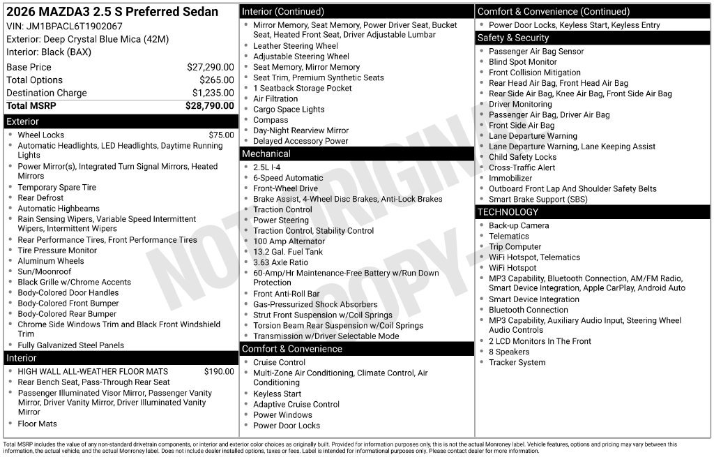New 2026 MAZDA MAZDA3 2.5 S Sedan w/ Preferred Pkg FWD image 2
