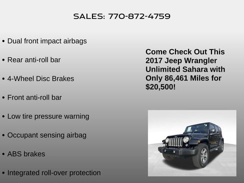 Used 2017 Jeep Wrangler Unlimited Sahara w/ Connectivity Group image 29
