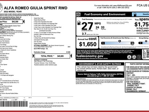 Used 2022 Alfa Romeo Giulia Sprint RWD image 3
