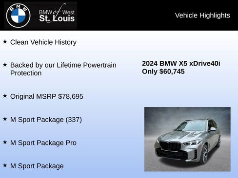 Used 2024 BMW X5 xDrive40i w/ M Sport Package image 8
