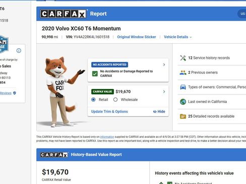 Used 2020 Volvo XC60 T6 Momentum image 2