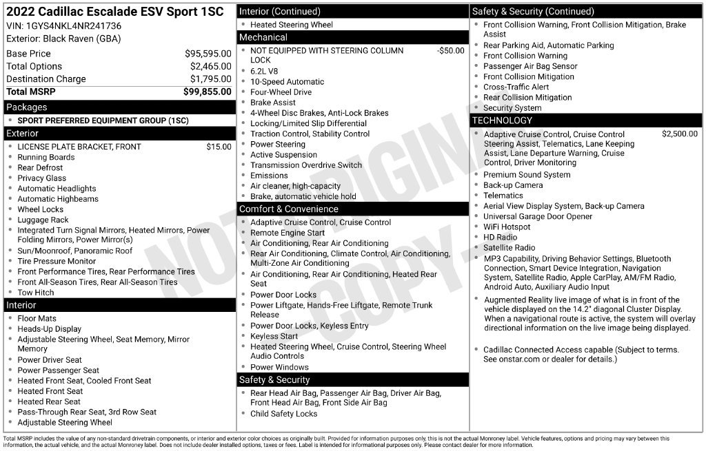 Used 2022 Cadillac Escalade ESV Sport AWD/4WD image 30